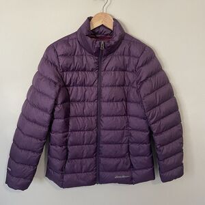 Eddie Bauer EB650 Down Puffer Jacket Womens M Purple Quilted Gorpcore Coat